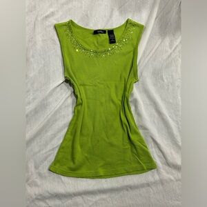 Y2K 100% cotton Taylor marco green beaded tank top